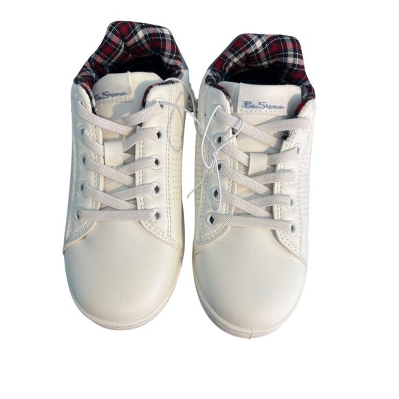 Ben Sherman Hardie White Boy Sneakers Shoes Slip On Plaid Faux Leather Sz13 NWOT - Picture 2 of 7